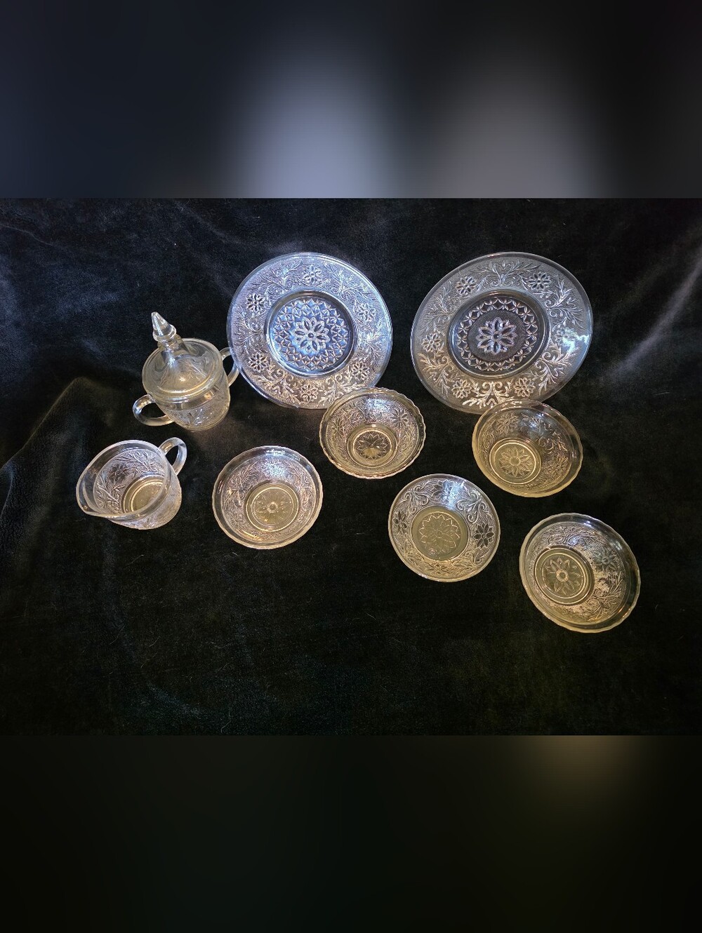 Anchor Hocking "Sandwich" Pattern Clear Pressed Glass 10 Piece Set